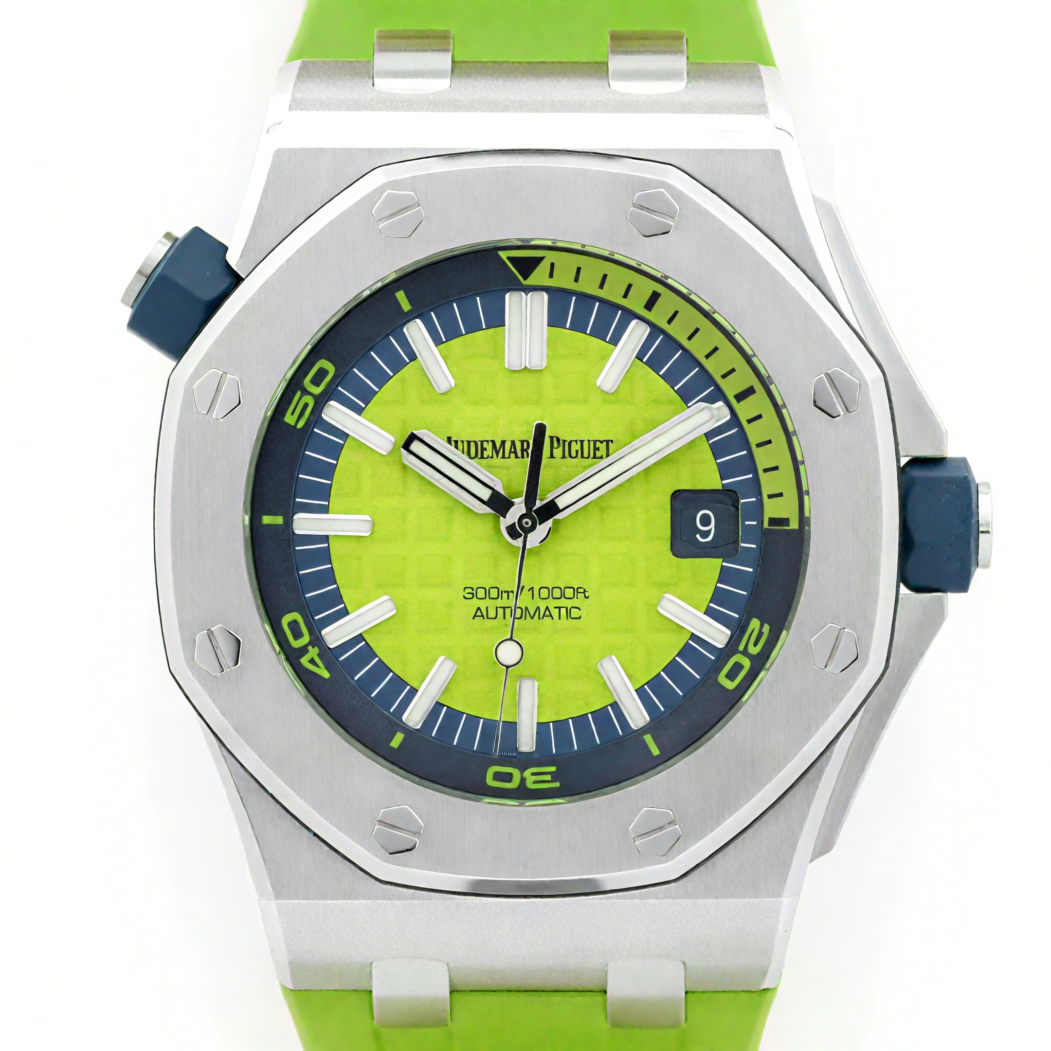 Audemars Piguet Royal Oak Offshore Diver Steel Green Dial 15710ST SIHH 2017-fasswatch