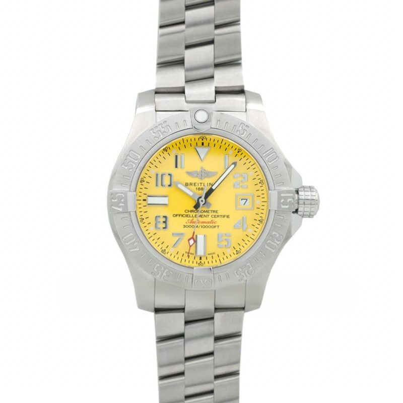 Breitling Avenger II Seawolf Yellow Dial in Steel on Bracelet-fasswatch