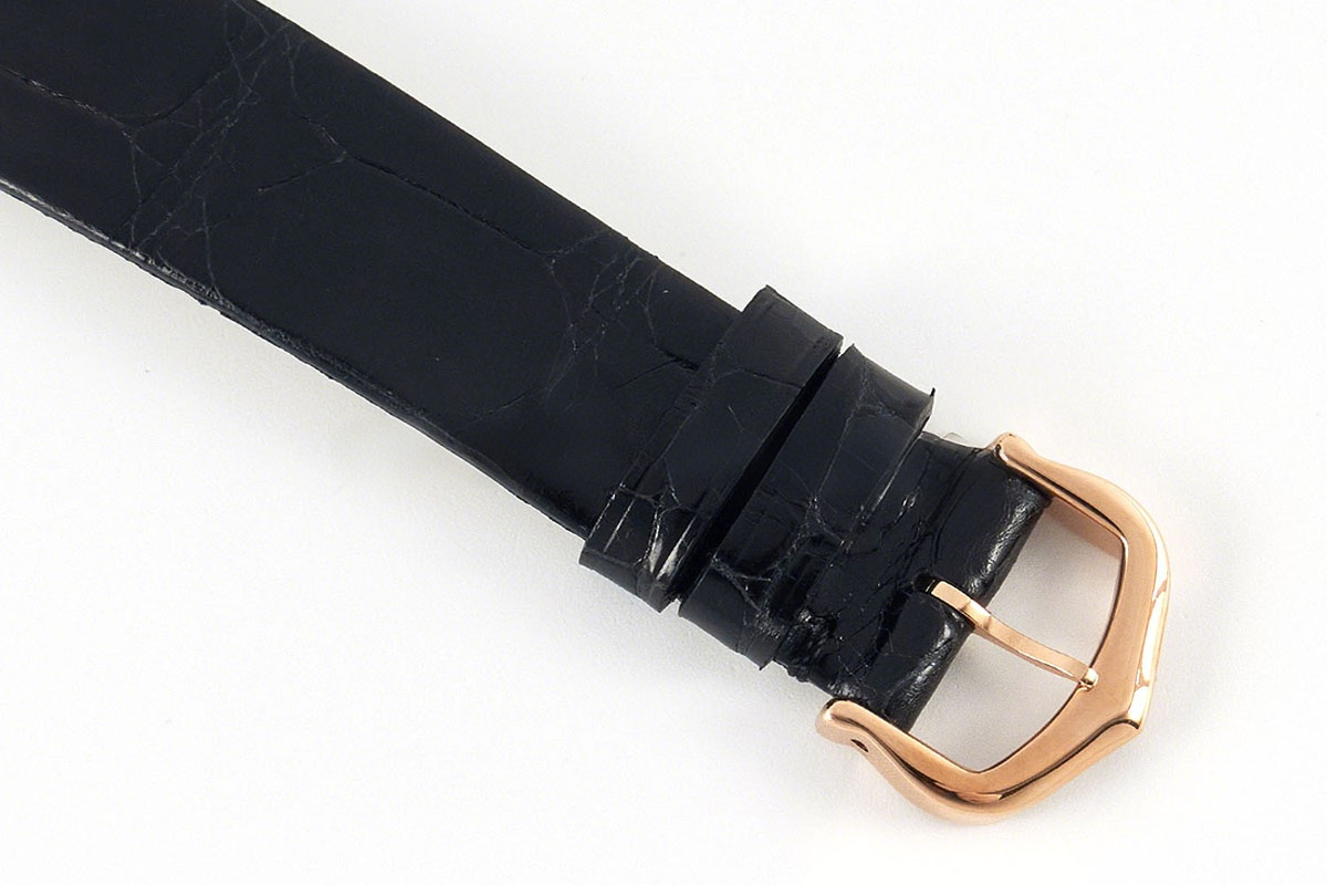 Cartier Ballon Blanc 30mm Silver Dial with Diamond Bezel in Rose Gold on Black Leather Strap-fasswatch