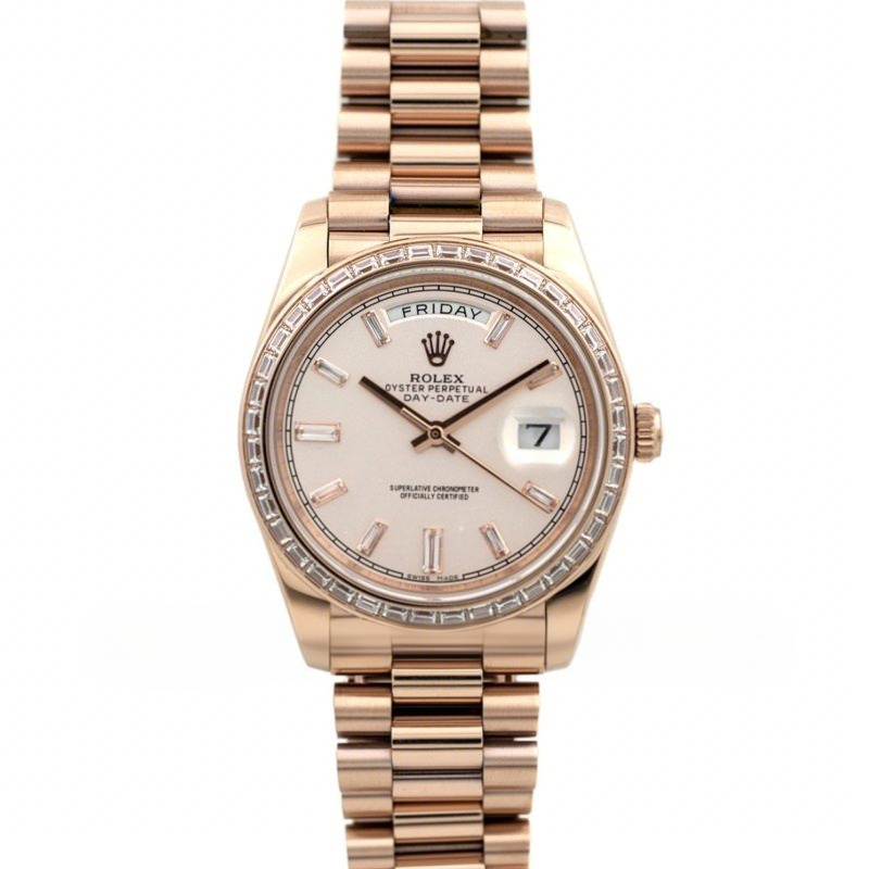Rolex Day-Date 40 Everose Gold Diamond Bezel 228235 Pink Dial-fasswatch