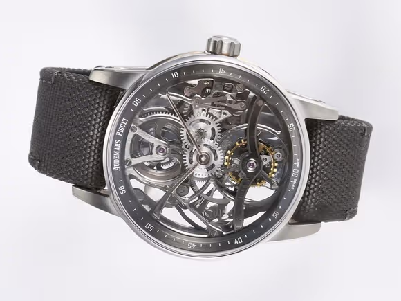 Audemars Piguet CODE 11.59 Tourbillon 26600 SS APPF Best Edition Grey Dial on Grey Nylon Strap A2948-fasswatch