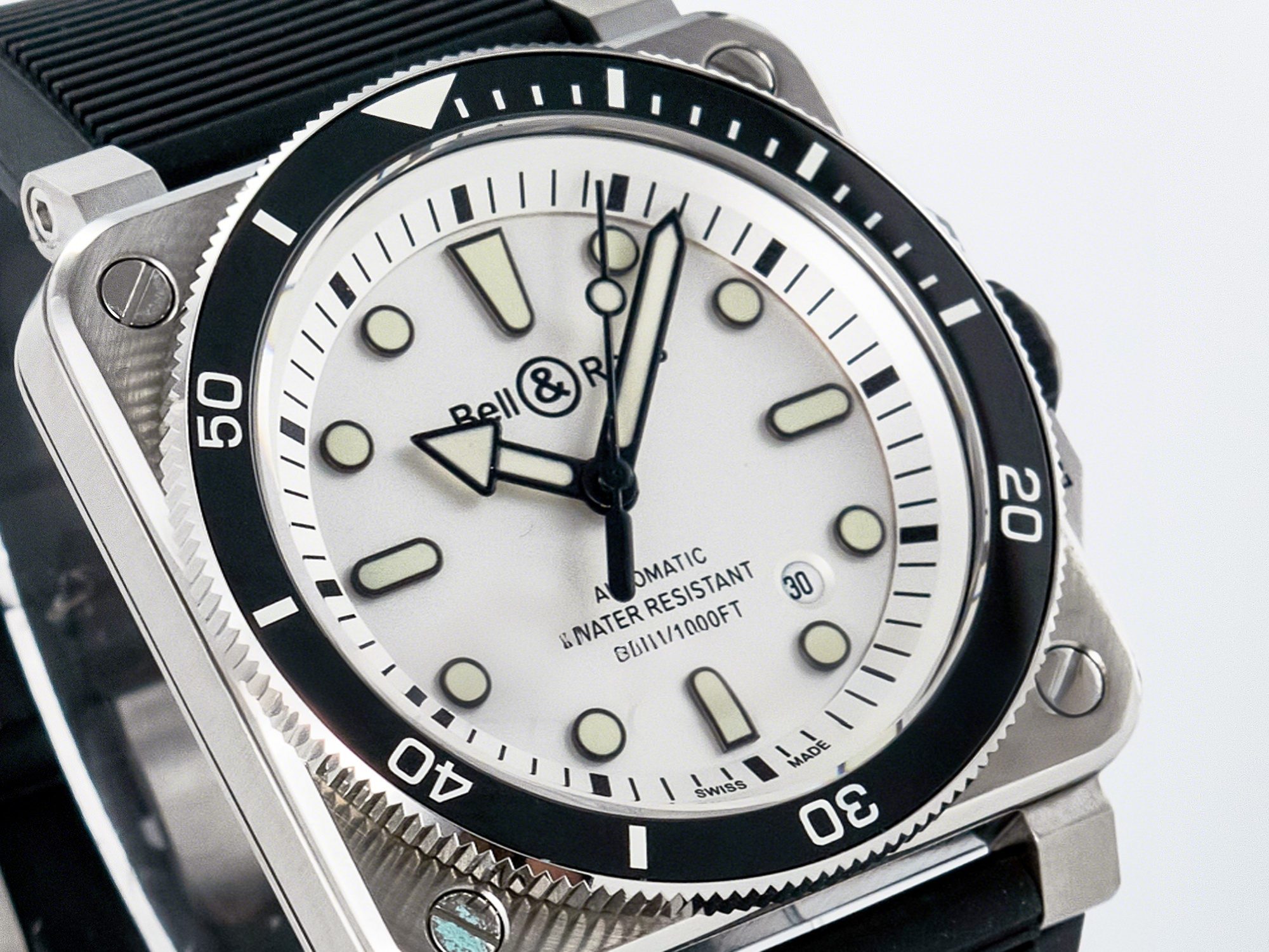 Breitling BR03-92 Diver BRF 1:1 Best Edition White Dial on Black Rubber Strap A2824-fasswatch