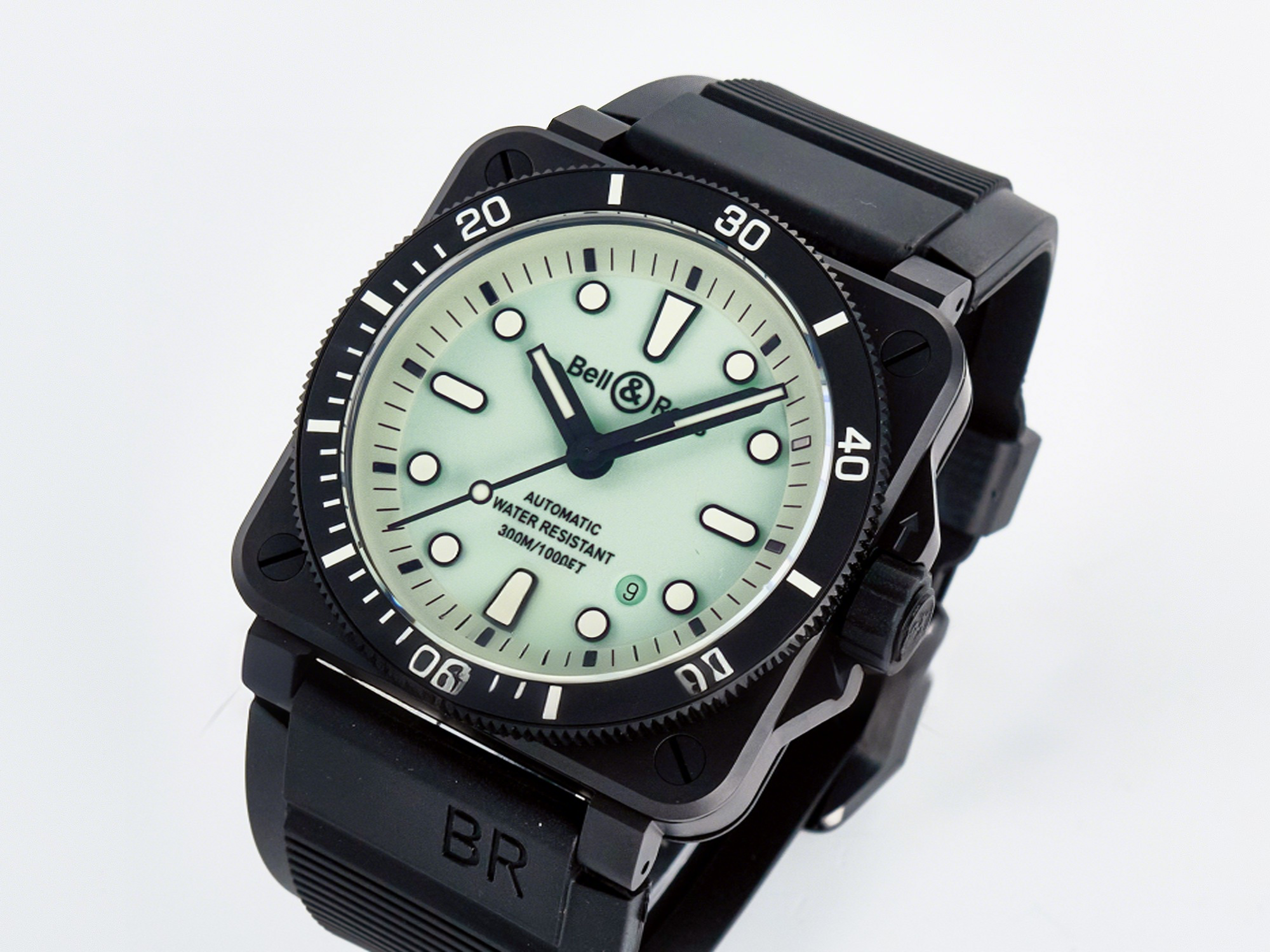 Breitling BR03A Instruments BRF 1:1 Best Edition Pale Green Dial on Black Rubber Strap A2824-fasswatch
