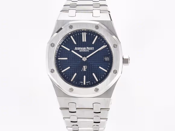 Audemars Piguet Custom Modded Royal Oak 39mm 15202 SS PPM Blue Textured Dial on SS Bracelet AP2121-fasswatch