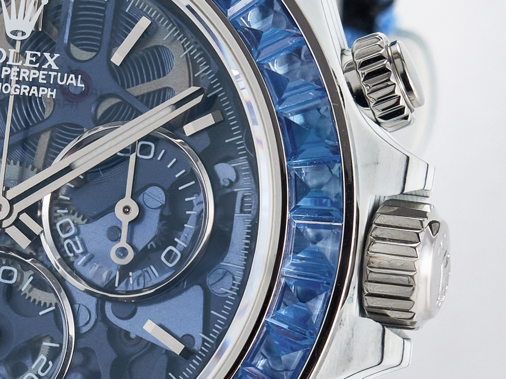 Rolex Daytona Artisans SS GETF Best Edition Blue Skeleton Dial Diamonds Bezel on SS Bracelet DD4802-fasswatch