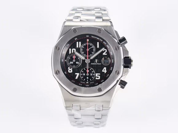 Audemars Piguet Royal Oak Offshore 42mm Black Themes SS TKF Best Edition Black Dial on SS Bracelet A7750-fasswatch