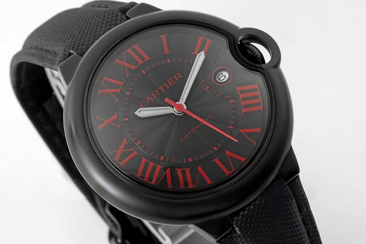 Cartier Ballon Bleu de Cartier Carbon 42mm Black Dial with Red Markers-fasswatch