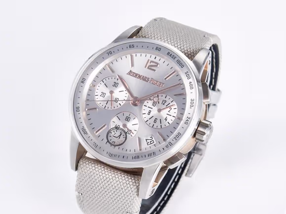 Audemars Piguet Code 11.59 Chrono 26393 SS APPF Best Edition Silver Dial on White Nylon Strap A4401-fasswatch