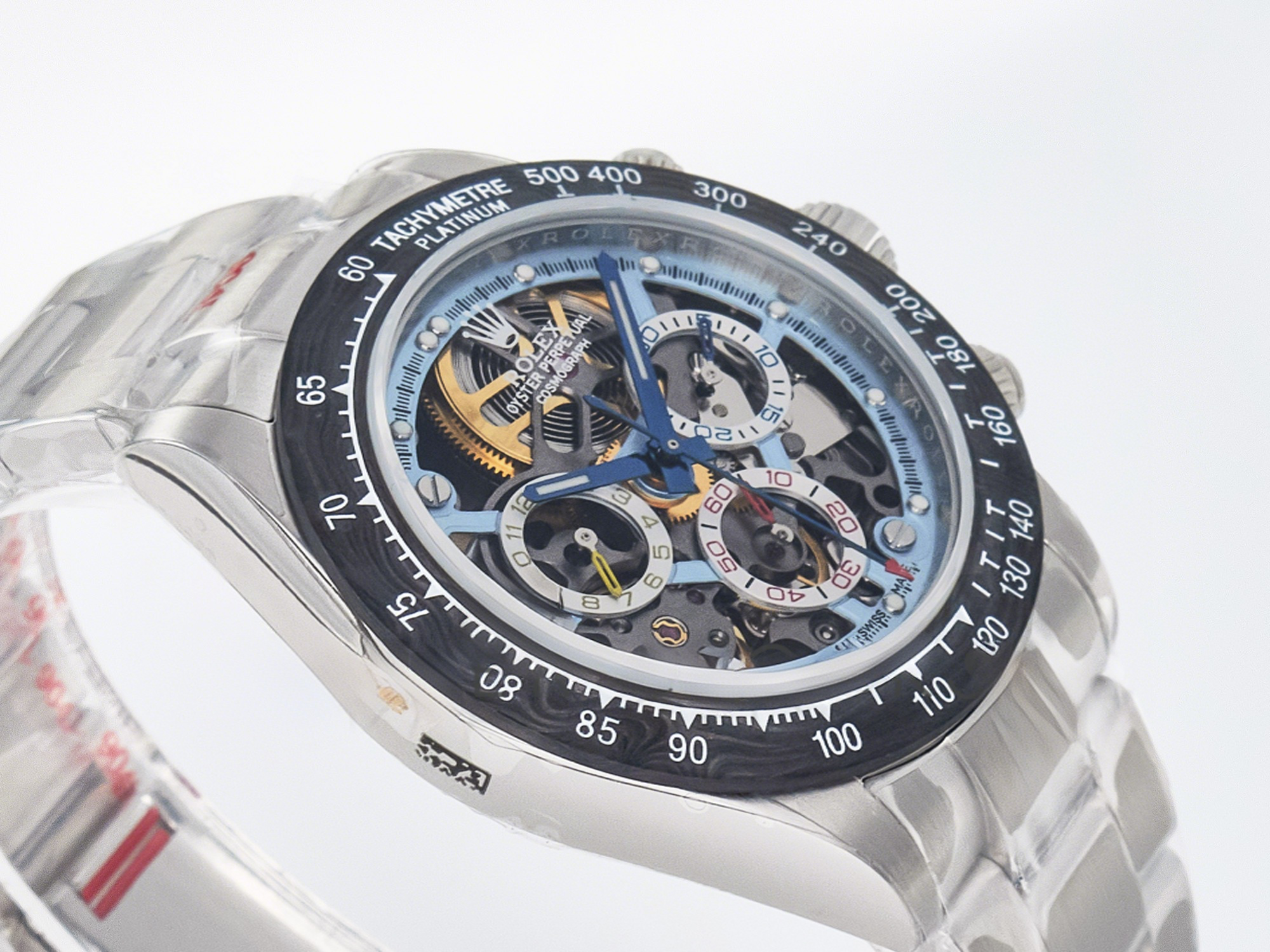 Rolex Daytona Artisans SS GETF Best Edition Skeleton Dial Carbon Bezel on SS Bracelet DD4802-fasswatch