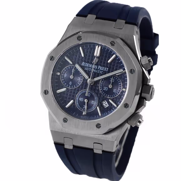 Audemars Piguet Royal Oak Self-Winding Chronograph Blue Dial in Steel on Rubber Strap-fasswatch