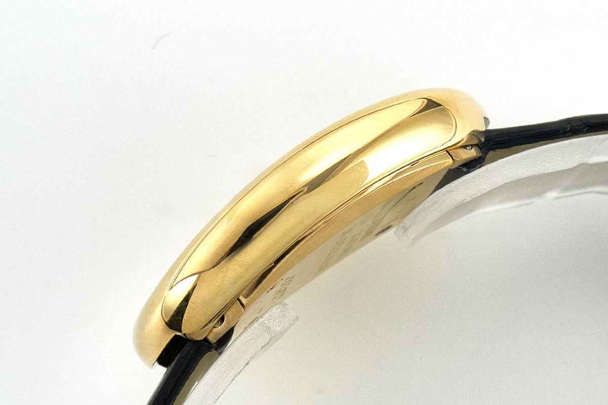 Cartier Baignoire Watch Mini Silver Dial in Yellow Gold on Black Leather Strap-fasswatch
