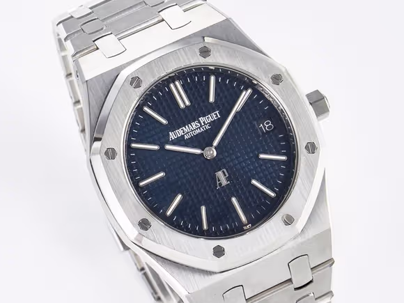 Audemars Piguet Custom Modded Royal Oak 39mm 15202 SS PPM Blue Textured Dial on SS Bracelet AP2121-fasswatch
