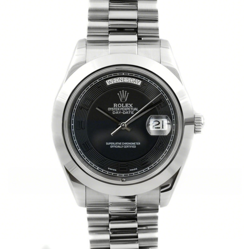 Rolex Day-Date II 218206 President Platinum Black Dial-fasswatch