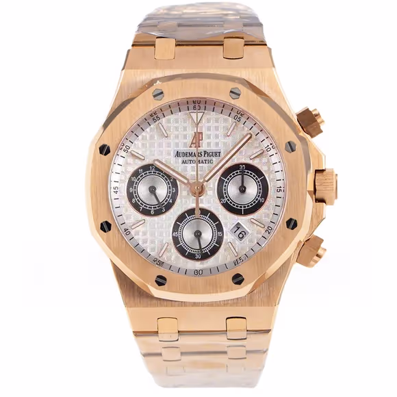 Audemars Piguet Royal Oak Self-Winding Chronograph White/Black Dial in Rose Gold-fasswatch