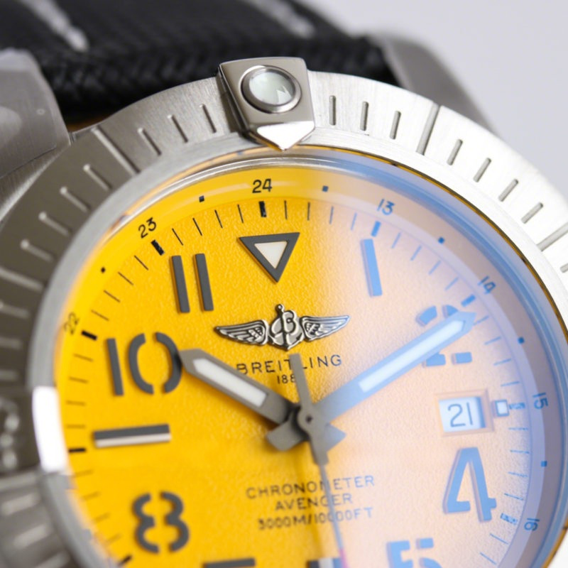 Breitling Avenger II Seawolf Yellow Dial in Steel on Nylon Strap Ref: A17331101I1S2-fasswatch