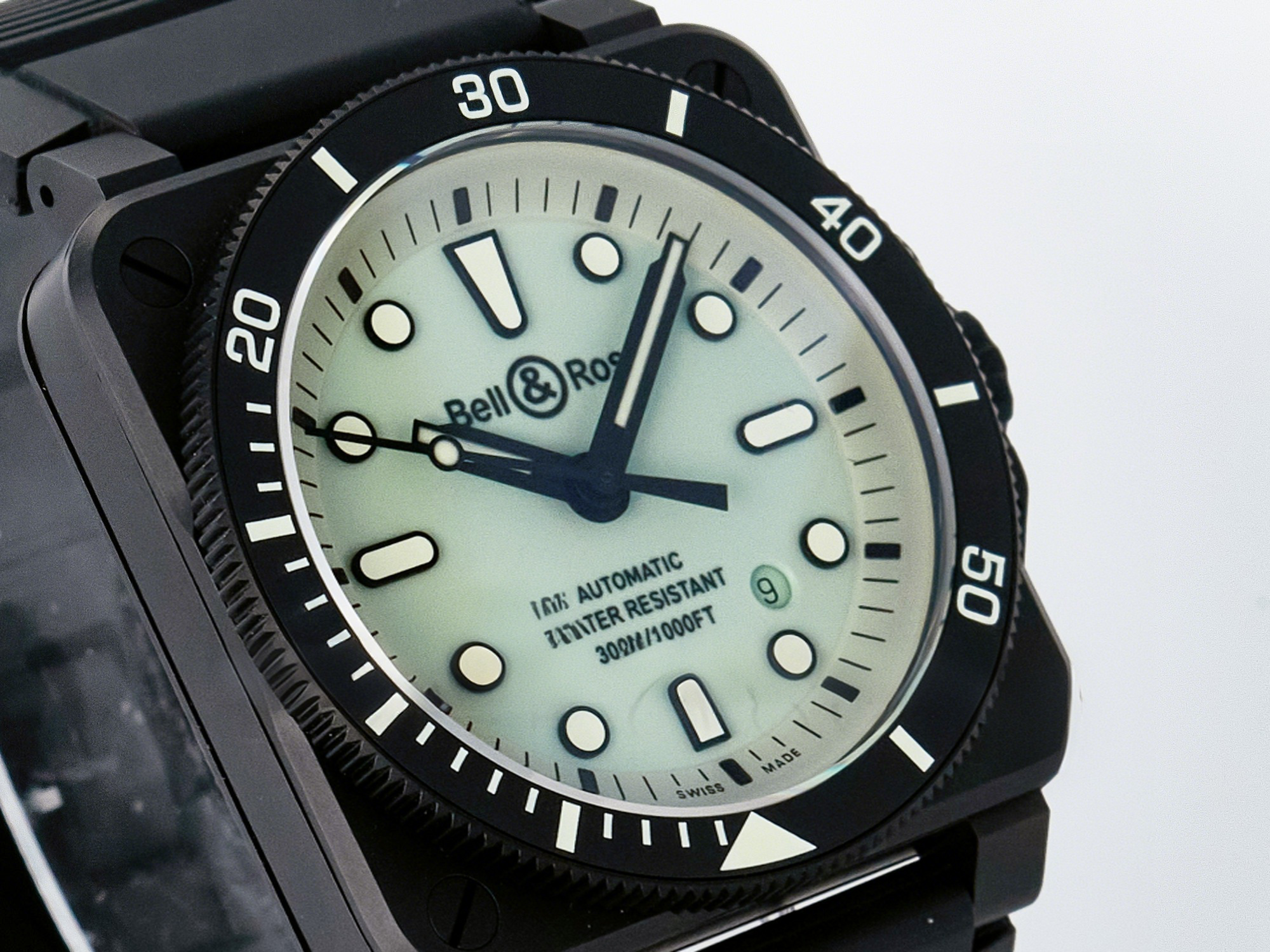 Breitling BR03A Instruments BRF 1:1 Best Edition Pale Green Dial on Black Rubber Strap A2824-fasswatch