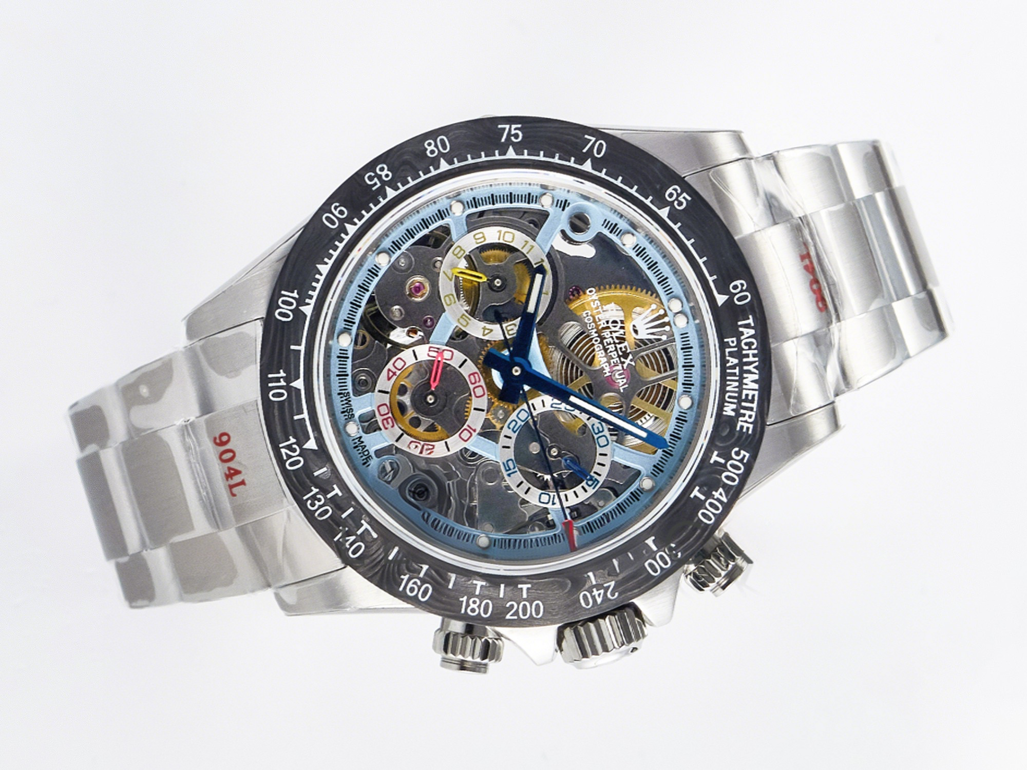 Rolex Daytona Artisans SS GETF Best Edition Skeleton Dial Carbon Bezel on SS Bracelet DD4802-fasswatch