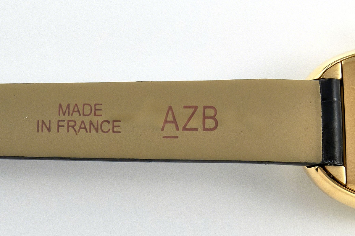 Cartier Baignoire Watch Mini Silver Dial in Yellow Gold on Black Leather Strap-fasswatch