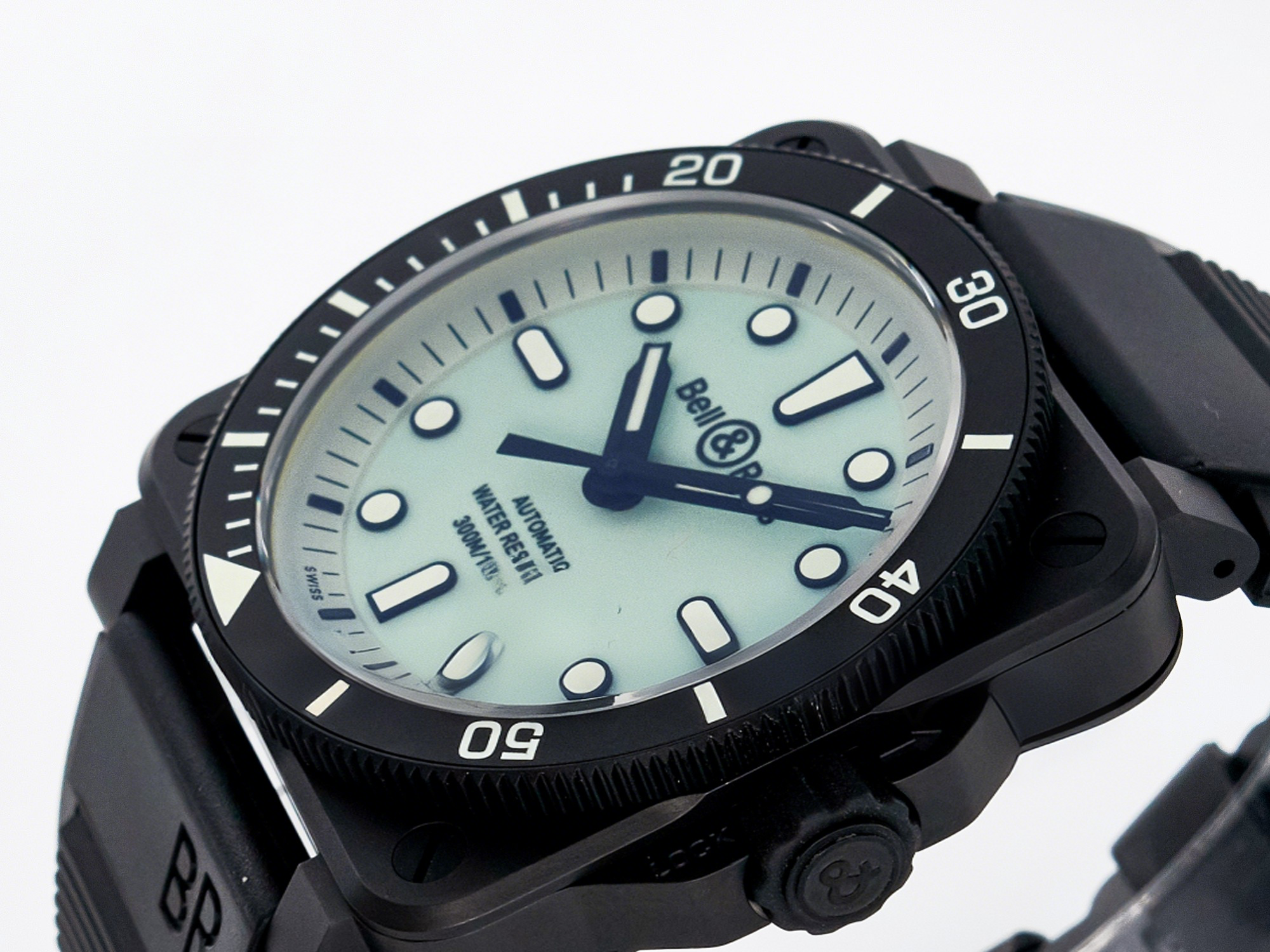 Breitling BR03A Instruments BRF 1:1 Best Edition Pale Green Dial on Black Rubber Strap A2824-fasswatch