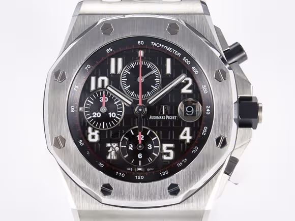 Audemars Piguet Royal Oak Offshore 42mm Black Themes SS TKF Best Edition Black Dial on SS Bracelet A7750-fasswatch