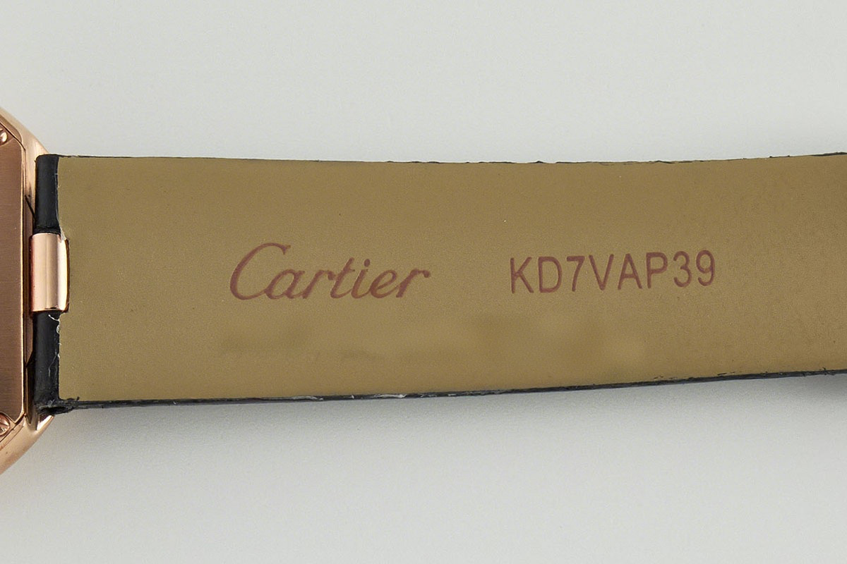 Cartier Ballon Blanc 30mm Silver Dial with Diamond Bezel in Rose Gold on Black Leather Strap-fasswatch