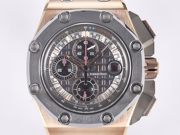 Audemars Piguet Royal Oak Offshore Schumacher RG TKF Best Edition GrayBlack Dial on Gray Rubber Strap A3126-fasswatch