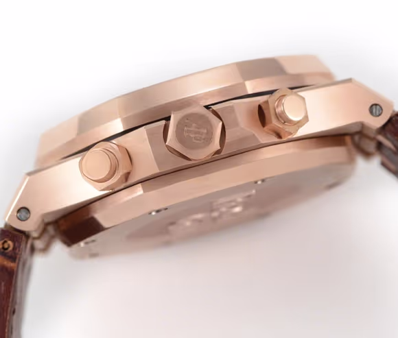 Audemars Piguet Royal Oak Self-Winding Chronograph Brown/Rose Gold Dial in Rose Gold on Leather Strap-fasswatch