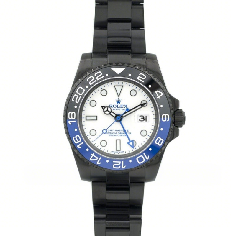 Rolex GMT Master II 116710 BLNR White Dial in PVD Black-fasswatch