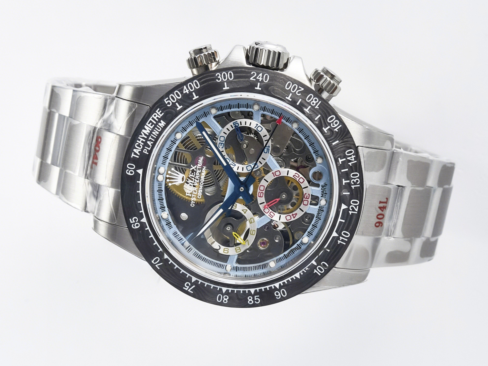 Rolex Daytona Artisans SS GETF Best Edition Skeleton Dial Carbon Bezel on SS Bracelet DD4802-fasswatch