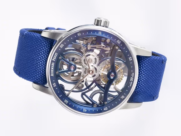 Audemars Piguet CODE 11.59 Tourbillon 26600 SS APPF Best Edition Blue Dial on Blue Nylon Strap A2948-fasswatch