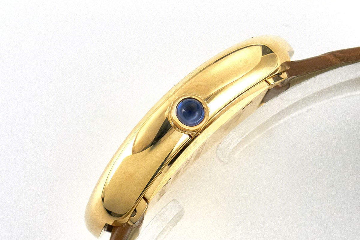 Cartier Baignoire Watch Mini Silver Dial in Yellow Gold on Brown Leather Strap-fasswatch