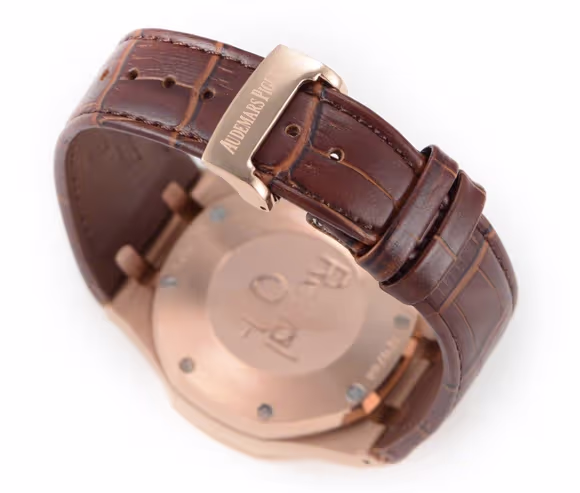 Audemars Piguet Royal Oak Self-Winding Chronograph White/Rose Gold Dial in Rose Gold on Leather Strap-fasswatch