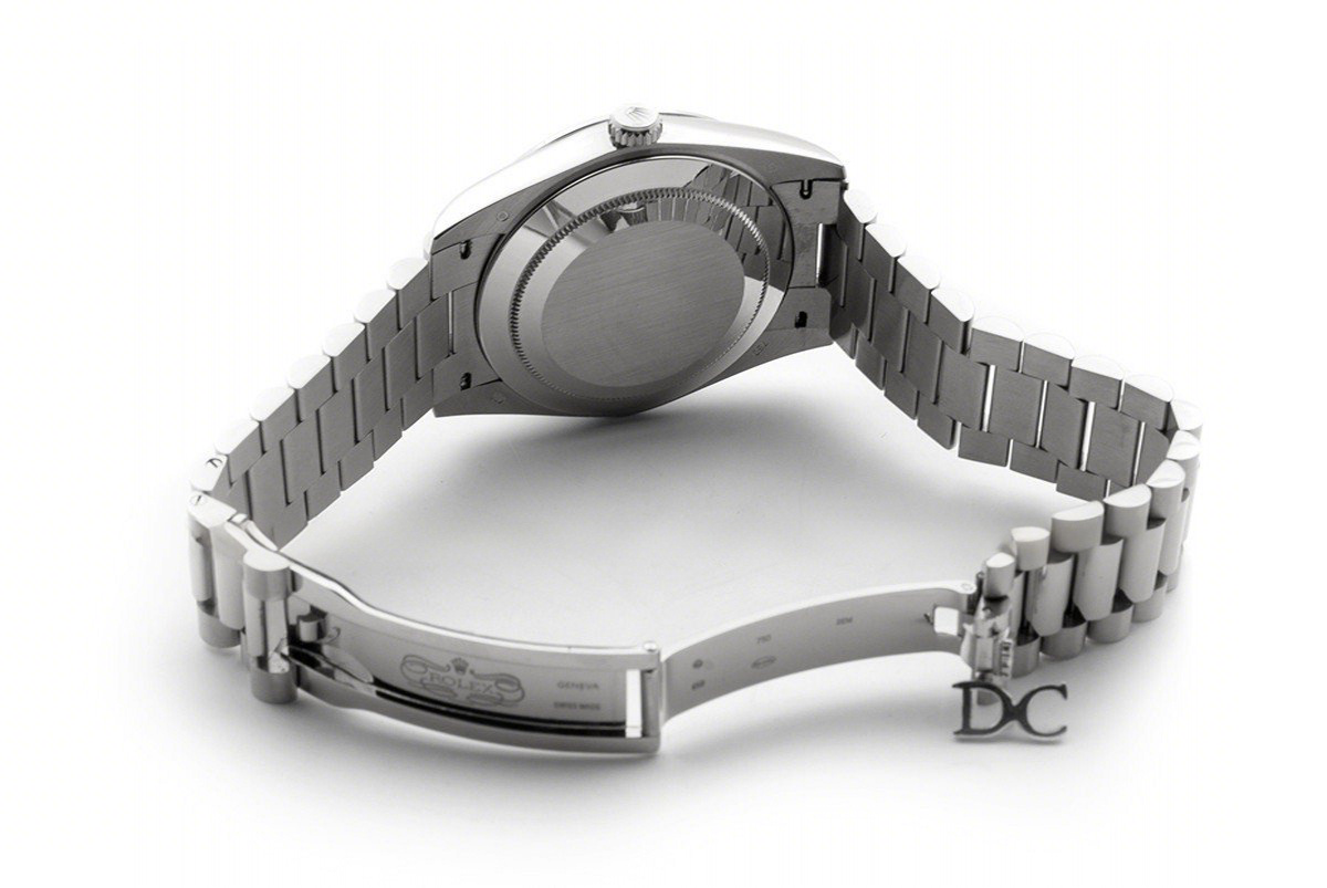 Rolex Day-Date 40 White Gold Diamond Bezel 228349 Silver Dial-fasswatch