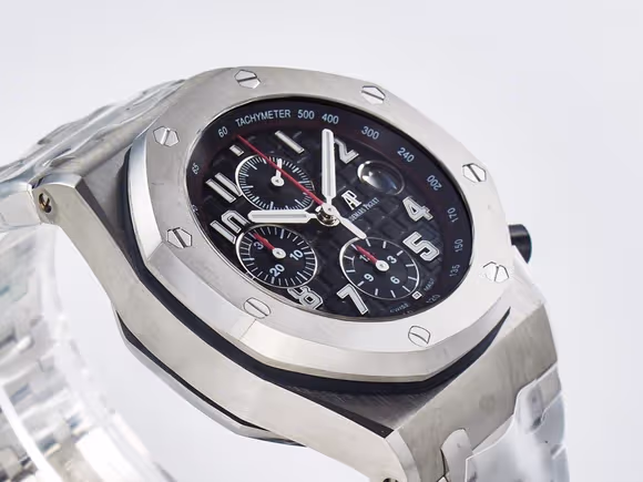 Audemars Piguet Royal Oak Offshore 42mm Black Themes SS TKF Best Edition Black Dial on SS Bracelet A7750-fasswatch
