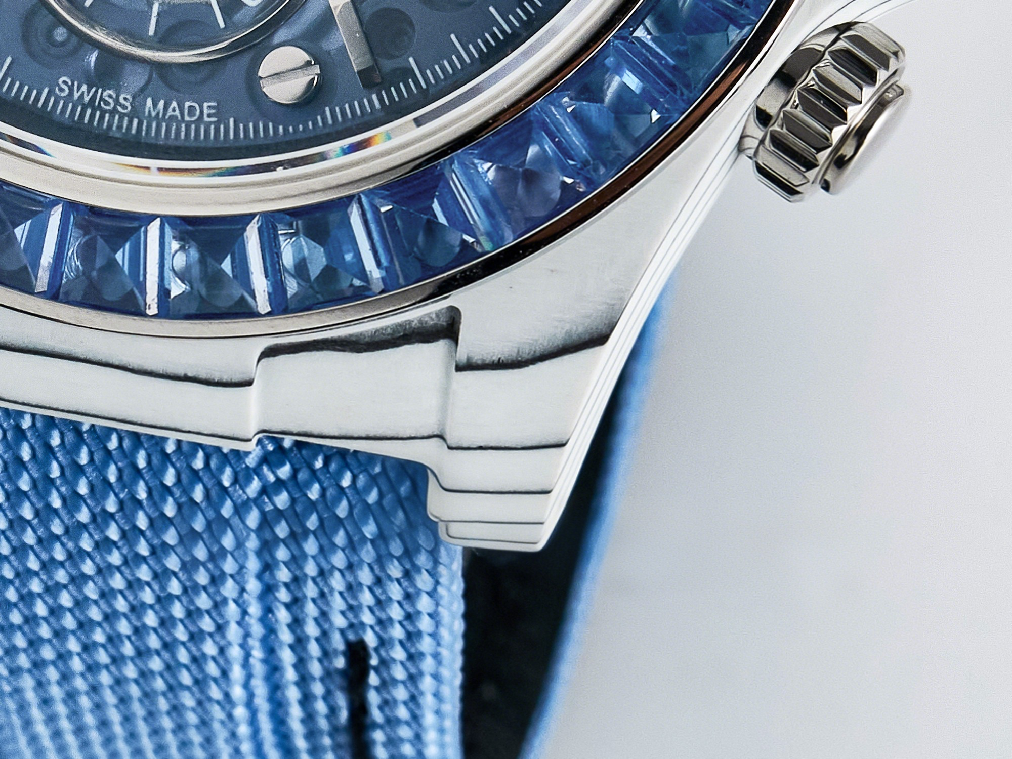 Rolex Daytona Artisans SS GETF Best Edition Blue Skeleton Dial Diamonds Bezel on SS Bracelet DD4802-fasswatch