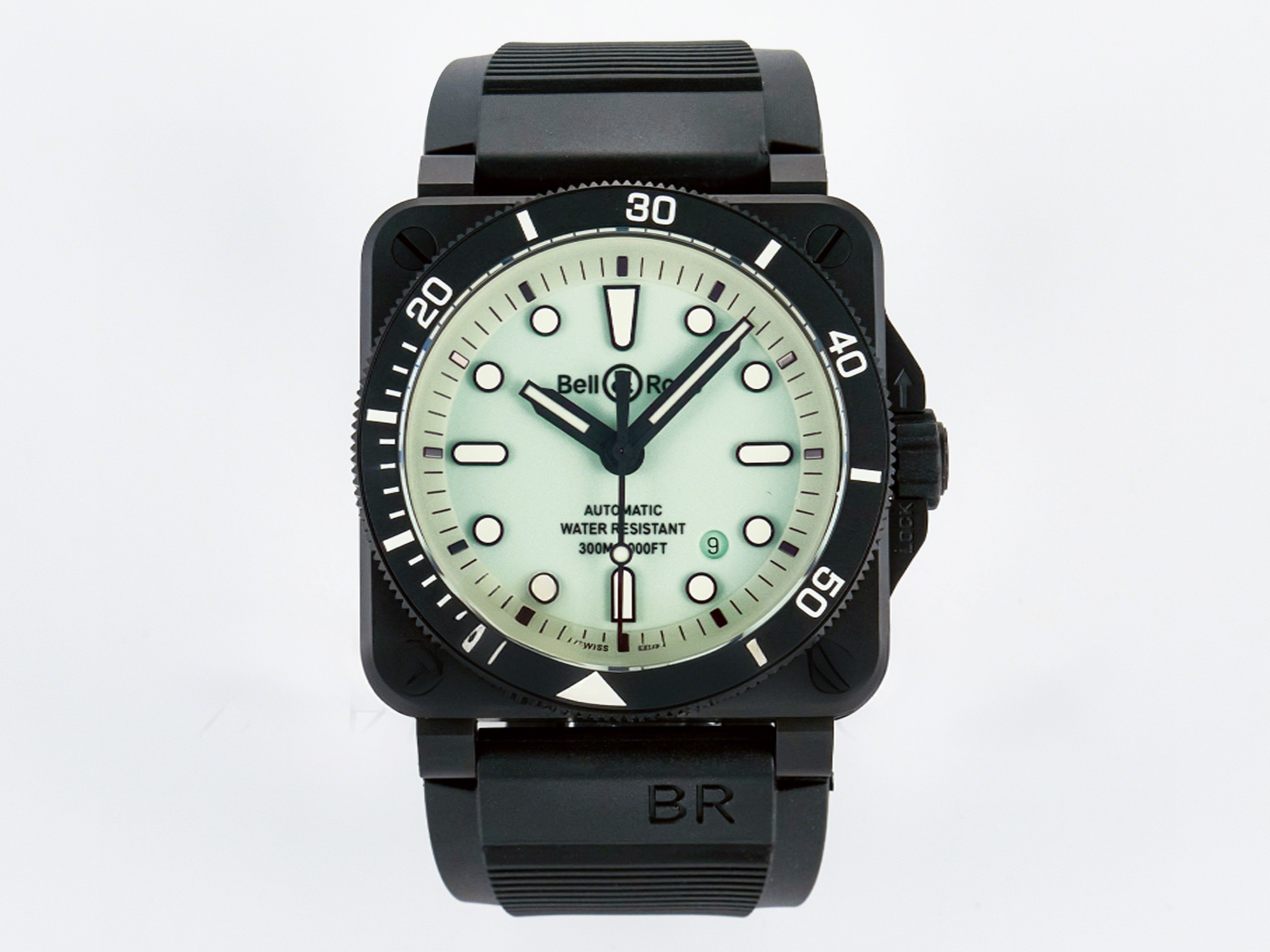 Breitling BR03A Instruments BRF 1:1 Best Edition Pale Green Dial on Black Rubber Strap A2824-fasswatch