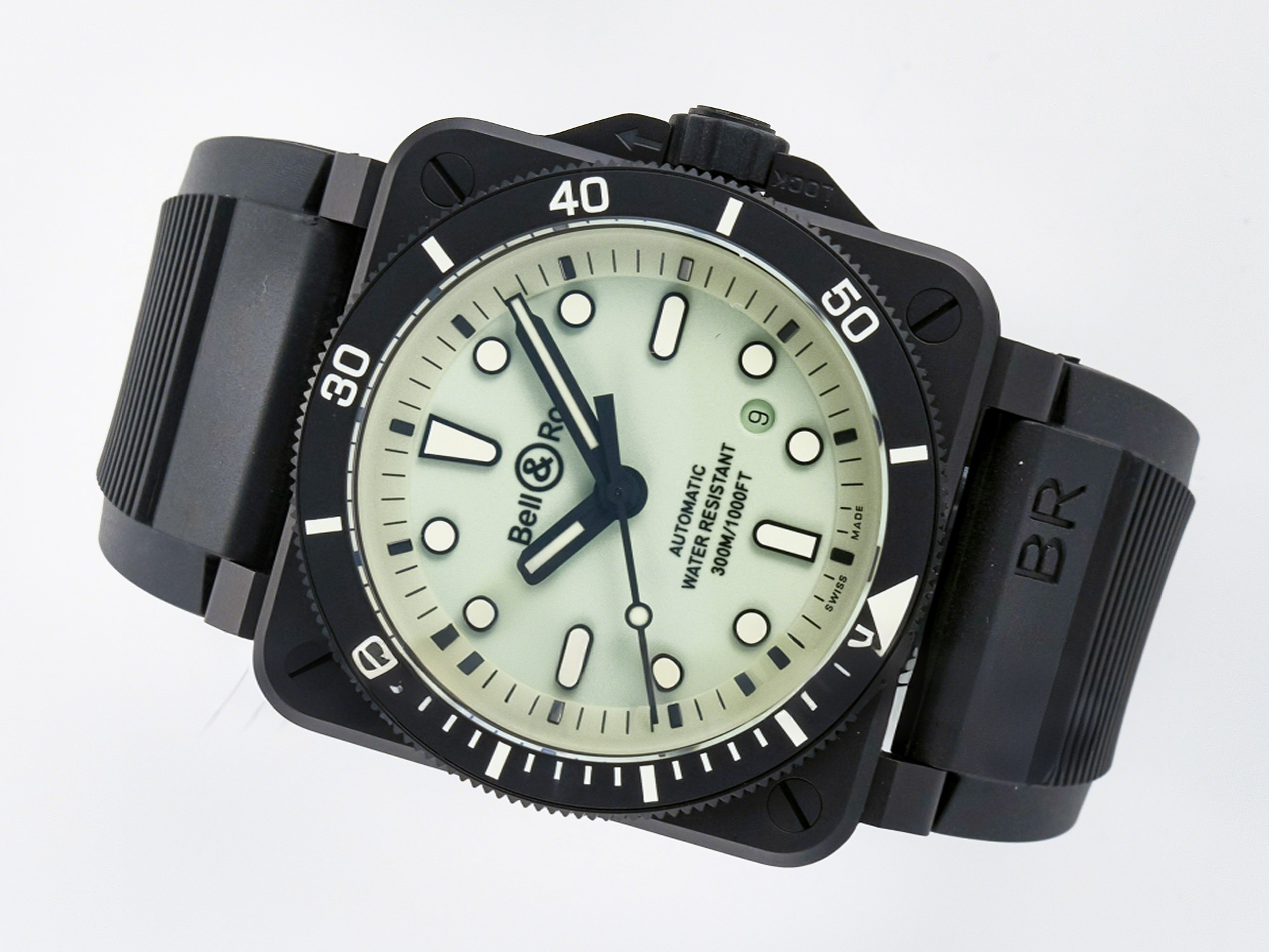 Breitling BR03A Instruments BRF 1:1 Best Edition Pale Green Dial on Black Rubber Strap A2824-fasswatch