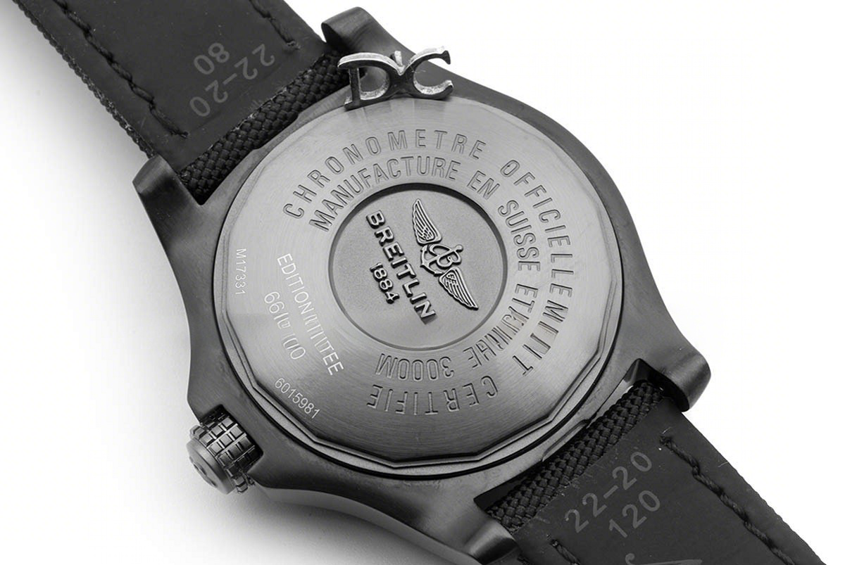 Breitling Avenger II Seawolf Blacksteel Yellow Dial in DLC Steel on Nylon Strap-fasswatch