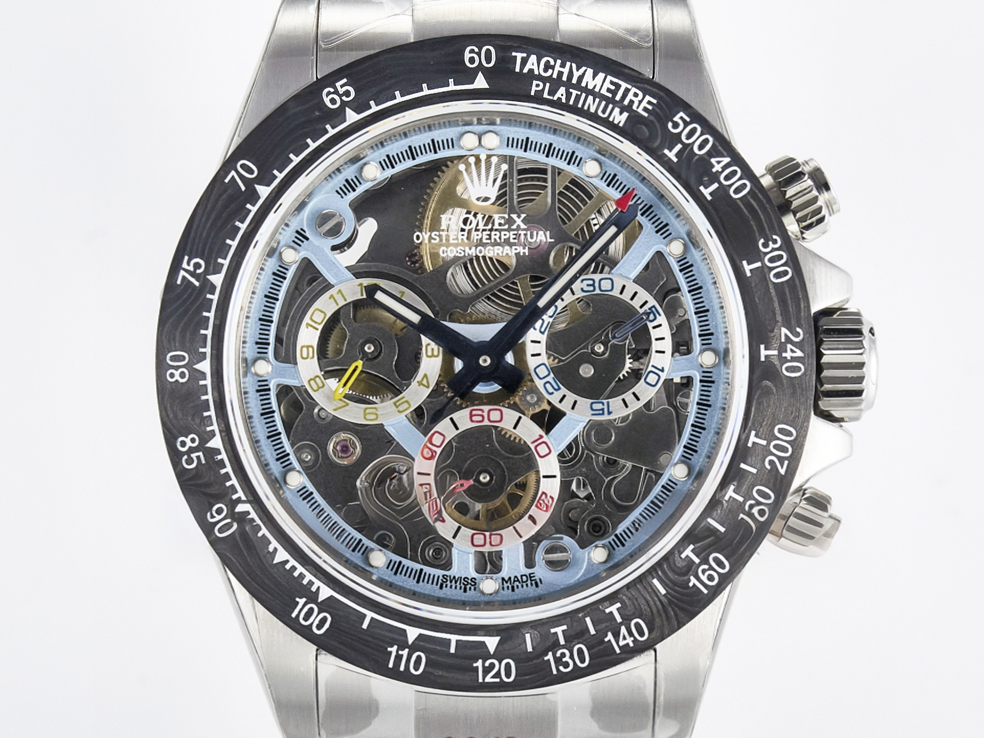 Rolex Daytona Artisans SS GETF Best Edition Skeleton Dial Carbon Bezel on SS Bracelet DD4802-fasswatch