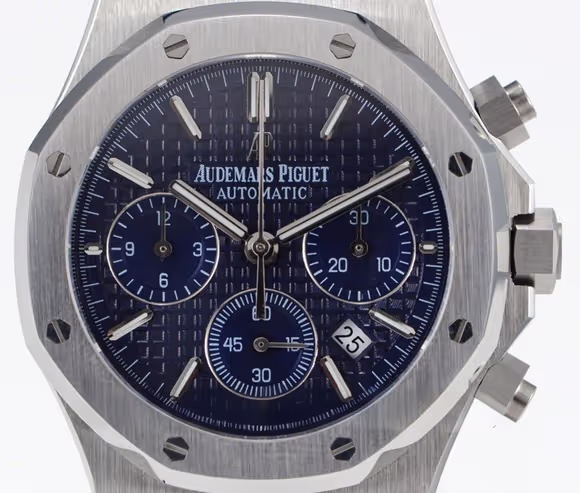 Audemars Piguet Royal Oak Self-Winding Chronograph Blue Dial in Steel on Rubber Strap-fasswatch