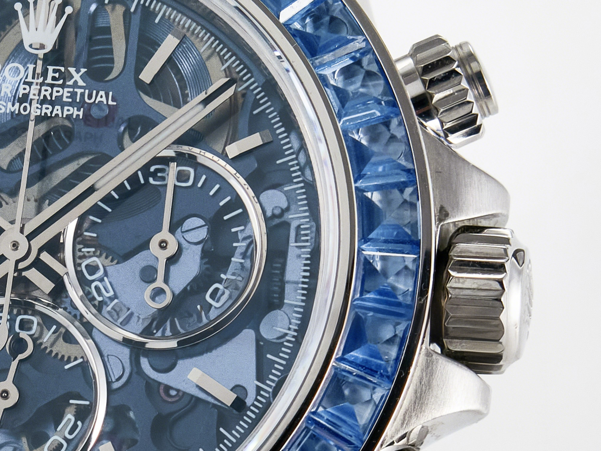 Rolex Daytona Artisans SS GETF Best Edition Blue Skeleton Dial Diamonds Bezel on SS Bracelet DD4802-fasswatch