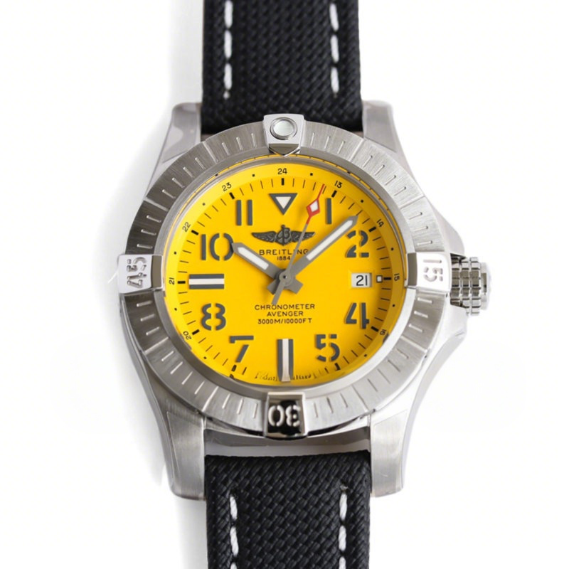 Breitling Avenger II Seawolf Yellow Dial in Steel on Nylon Strap Ref: A17331101I1S2-fasswatch