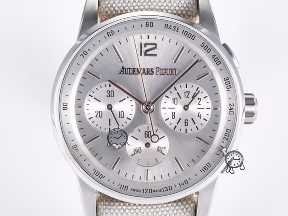 Audemars Piguet Code 11.59 Chrono 26393 SS APPF Best Edition Silver Dial on White Nylon Strap A4401-fasswatch
