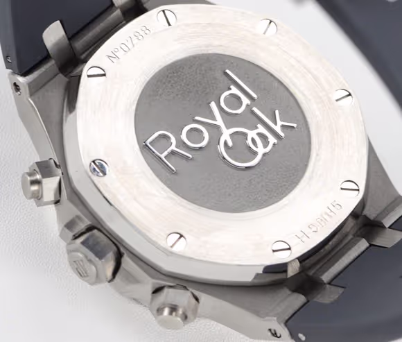 Audemars Piguet Royal Oak Self-Winding Chronograph White/Grey Dial in Steel on Rubber Strap-fasswatch