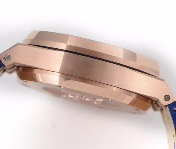 Audemars Piguet Royal Oak Self-Winding Chronograph Blue/Rose Gold Dial in Rose Gold on Leather Strap-fasswatch