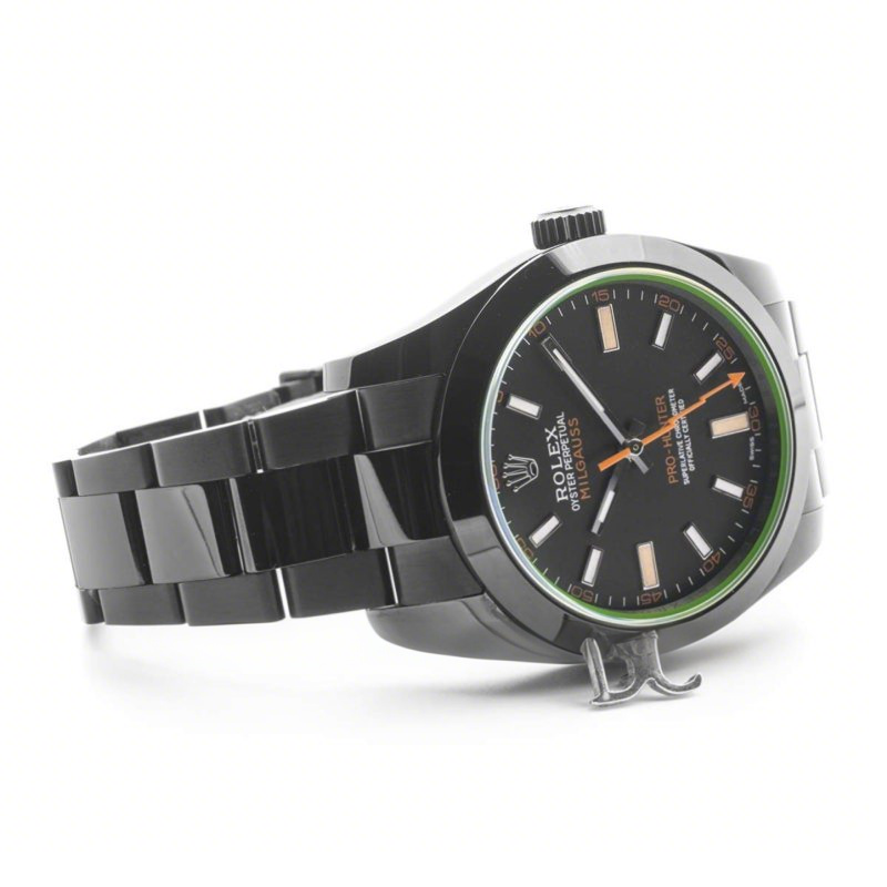 Rolex Milgauss 116400 GV Black Dial in Black DLC-fasswatch