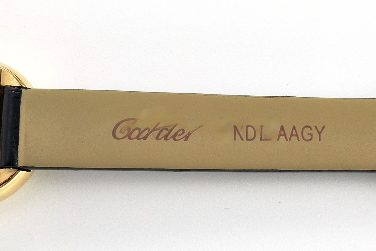 Cartier Baignoire Watch Mini Silver Dial in Yellow Gold on Black Leather Strap-fasswatch