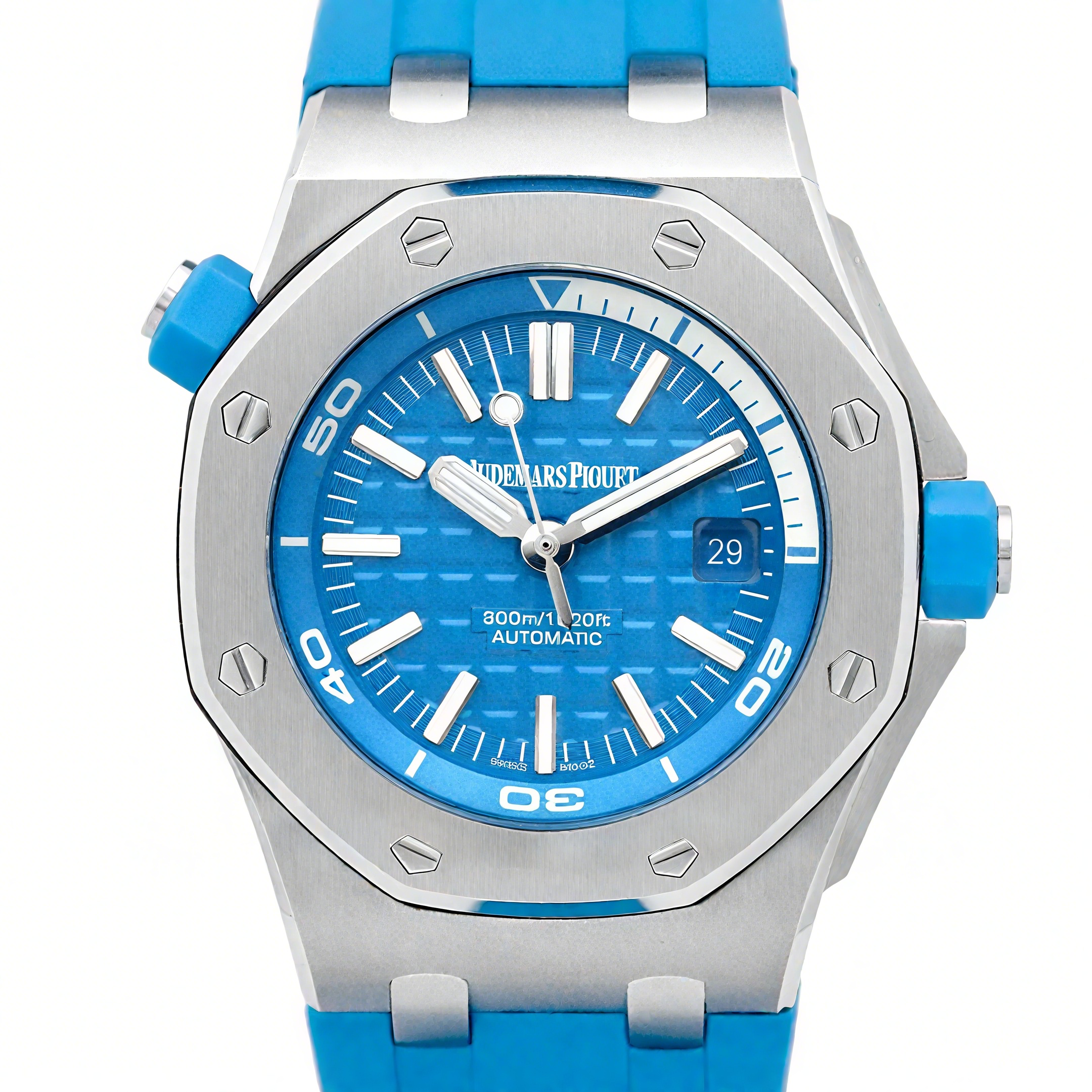 Audemars Piguet Royal Oak Offshore Diver Steel Turquoise Blue Dial 15710ST-fasswatch