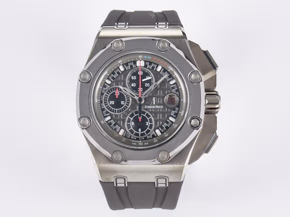 Audemars Piguet Royal Oak Offshore Schumacher SS TKF Best Edition GrayBlack Dial on Gray Rubber Strap A3126-fasswatch