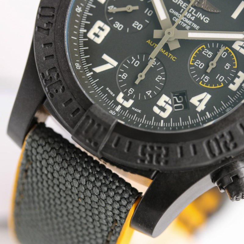 Breitling Avenger Hurricane 12H 45 Black Dial on Black Nylon Strap-fasswatch
